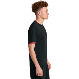 Sport-Tek ST440 Club Short Sleeve Crew - Black/Deep Red