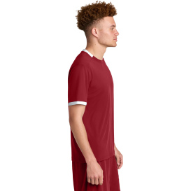 Sport-Tek ST440 Club Short Sleeve Crew - Deep Red/White