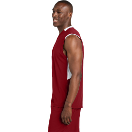 Sport-Tek ST441 Club Sleeveless V-Neck - Deep Red/White