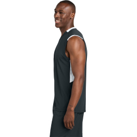 Sport-Tek ST441 Club Sleeveless V-Neck - Iron Gray/White