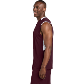 Sport-Tek ST441 Club Sleeveless V-Neck - Maroon/White