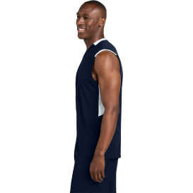 Sport-Tek ST441 Club Sleeveless V-Neck - True Navy/White