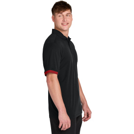 Sport-Tek ST444 Club Colorblock Polo - Black/Deep Red