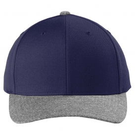 Sport-Tek STC43 Yupoong Curve Bill Snapback Cap - True Navy/Grey Heather