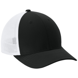 Sport-Tek STC60 Stretch-Tek Mesh Back Cap - Black/White