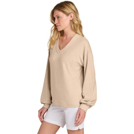 TravisMathew TM1LD009 Ladies Long Weekend V-Neck - Natural Heather