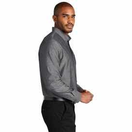 Port Authority W382 Long Sleeve Chambray Easy Care Shirt - Deep Black