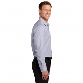 Port Authority W645 Pincheck Easy Care Shirt - Gusty Grey/White