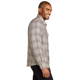 Port Authority W672 Long Sleeve Ombre Plaid Shirt - Frost Grey