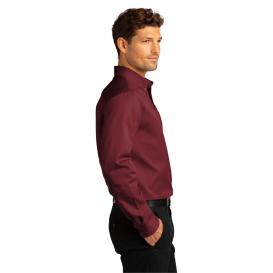 Port Authority W808 Long Sleeve SuperPro React Twill Shirt - Burgundy