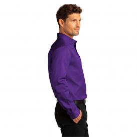 Port Authority W808 Long Sleeve SuperPro React Twill Shirt - Purple