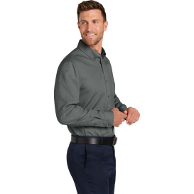 Port Authority W816 Long Sleeve Nailhead Easy Care Shirt - Deep Black