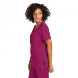 Wink WW4168 Women\'s WorkFlex Mock Wrap Scrub Top - Wine