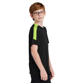 Sport-Tek YST100 Competitor United Crew - Black/Lime Shock