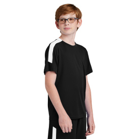 Sport-Tek YST100 Competitor United Crew - Black/White