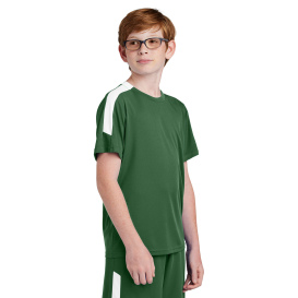 Sport-Tek YST100 Competitor United Crew - Forest Green/White