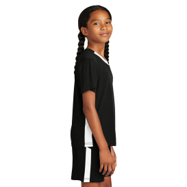 Sport-Tek YST101 Youth Competitor United V-Neck - Black/White