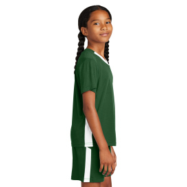 Sport-Tek YST101 Youth Competitor United V-Neck - Forest Green/White