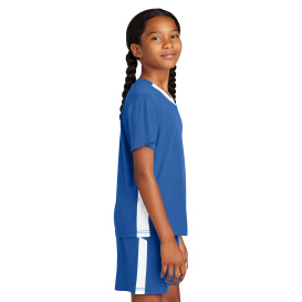 Sport-Tek YST101 Youth Competitor United V-Neck - True Royal/White