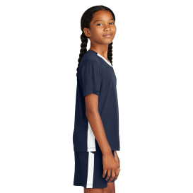 Sport-Tek YST101 Youth Competitor United V-Neck - True Navy/White