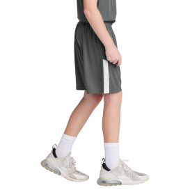 Sport-Tek YST103 Youth Competitor United 5" Shorts - Iron Grey/White