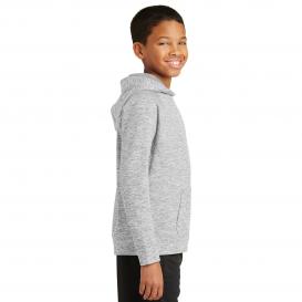 Sport-Tek YST225 Youth PosiCharge Electric Heather Fleece Hooded Pullover - Silver Electric