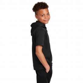 Sport-Tek YST251 Youth Sport-Wick Fleece Short Sleeve Hooded Pullover - Black
