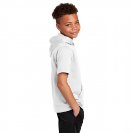 Sport-Tek YST251 Youth Sport-Wick Fleece Short Sleeve Hooded Pullover - White