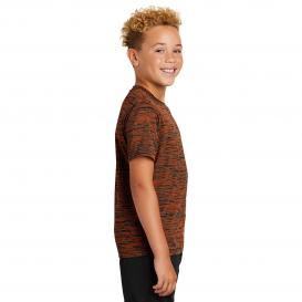 Sport-Tek YST390 Youth PosiCharge Electric Heather Tee - Deep Orange/Black Electric