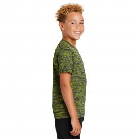 Sport-Tek YST390 Youth PosiCharge Electric Heather Tee - Lime Shock/True Navy Electric