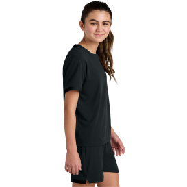 Sport-Tek YST440 Youth Club Short Sleeve Crew - Black/Black