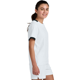 Sport-Tek YST440 Youth Club Short Sleeve Crew - White/Black