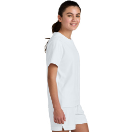 Sport-Tek YST440 Youth Club Short Sleeve Crew - White/White