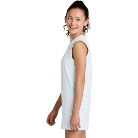 Sport-Tek YST441 Youth Club Sleeveless V-Neck - White/White