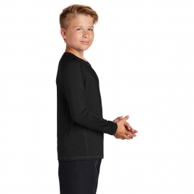 Sport-Tek YST470LS Youth Long Sleeve Rashguard Tee - Black