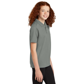 Sport-Tek YST740 Youth UV Micropique Polo - Grey Concrete