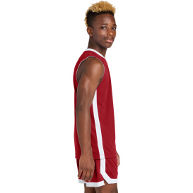 Sport-Tek YST900 Youth Rival Basketball Rev Jersey - Deep Red/White