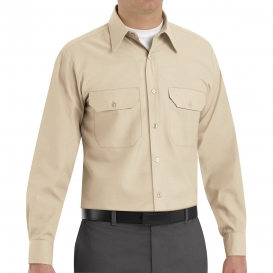 Red Kap SP50 Men\'s Solid Dress Uniform Shirt - Long Sleeve - Light Tan
