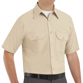 Red Kap SP60 Men\'s Solid Dress Uniform Shirt - Short Sleeve - Light Tan