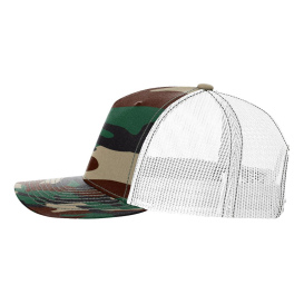 Richardson 112PFP Five Panel Printed Trucker Cap - Green Camo/White
