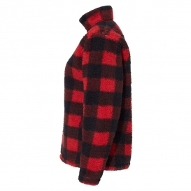 J. America 8451 Women\'s Epic Sherpa Quarter-Zip Pullover - Red/Black Buffalo