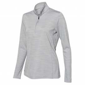 adidas A476 Women\'s Lightweight Melange Quarter-Zip Pullover - Mid Grey Melange