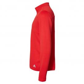 adidas A482 3-Stripes Double Knit Quarter-Zip Pullover - Team Collegiate Red/Grey Two