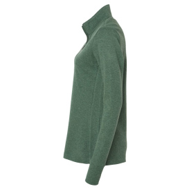 adidas A555 Women\'s 3-Stripes Quarter-Zip Sweater - Green Oxide Melange