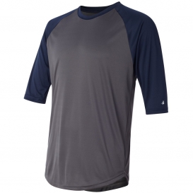Badger Sport 4133 B-Core Three-Quarter Sleeve Baseball T-Shirt - Graphite/Navy