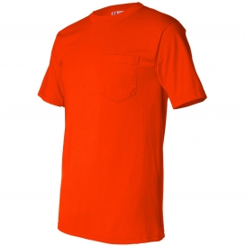 Bayside 1725 USA-Made 50/50 Short Sleeve T-Shirt with a Pocket - Bright Orange