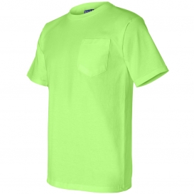 Bayside 3015 Union-Made Short Sleeve T-Shirt with a Pocket - Lime Green