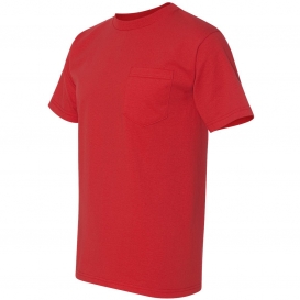 Bayside 3015 Union-Made Short Sleeve T-Shirt with a Pocket - Red