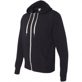 Independent Trading Co. PRM90HTZ Unisex Heathered French Terry Full-Zip Hooded Sweatshirt - Black