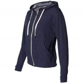 Independent Trading Co. PRM90HTZ Unisex Heathered French Terry Full-Zip Hooded Sweatshirt - Navy Heather